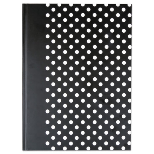 Picture of Casebound Hardcover Notebook, 1-Subject, Wide/Legal Rule, Black/White Cover, (150) 10.25 x 7.63 Sheets