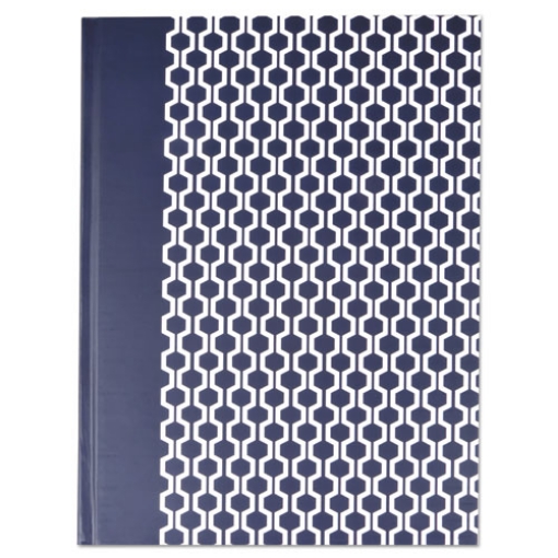 Picture of Casebound Hardcover Notebook, 1-Subject, Wide/Legal Rule, Dark Blue/White Cover, (150) 10.25 x 7.63 Sheets