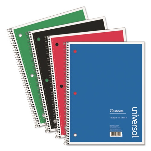 Picture of Wirebound Notebook, 1-Subject, Medium/College Rule, Assorted Cover Colors, (70) 10.5 x 8 Sheets, 4/Pack