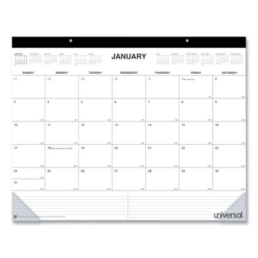 Picture of Desk Pad Calendar, 22 x 17, White/Black Sheets, Black Binding, Clear Corners, 12-Month (Jan to Dec): 2024