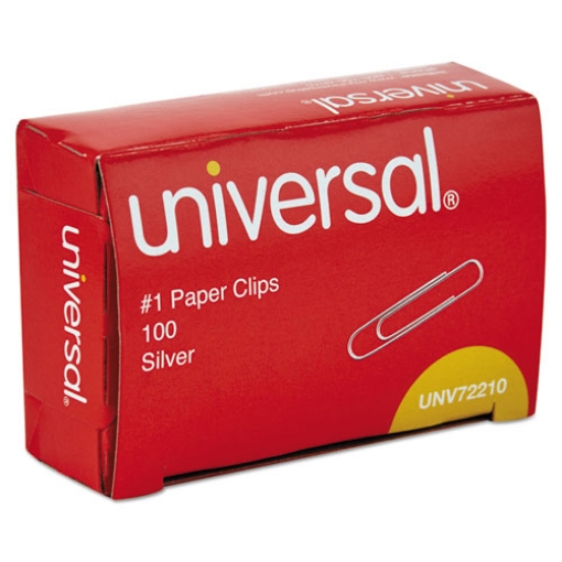 Picture of Paper Clips, #1, Smooth, Silver, 100 Clips/Box, 10 Boxes/Pack, 12 Packs/Carton