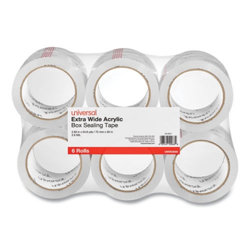 Picture of Extra-Wide Moving and Storage Packing Tape, 3" Core, 2.83" x 54.7 yd, Clear, 6/Pack