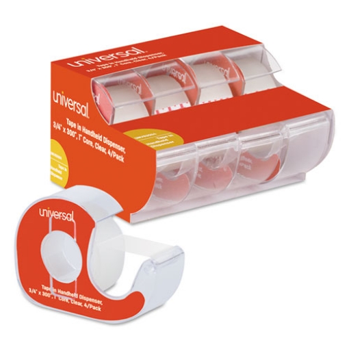 Picture of Invisible Tape With Handheld Dispenser, 1" Core, 0.75" X 25 Ft, Clear, 4/pack