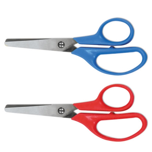 Picture of Kids' Scissors, Rounded Tip, 5" Long, 1.75" Cut Length, Assorted Straight Handles, 2/pack