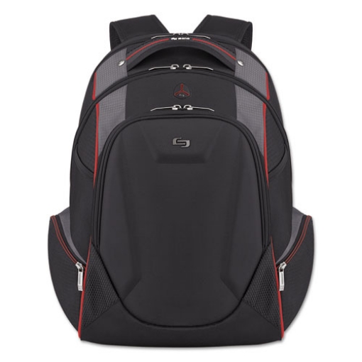 Picture of Launch Laptop Backpack, Fits Devices Up to 17.3", Polyester, 12.5 x 8 x 19.5, Black/Gray/Red