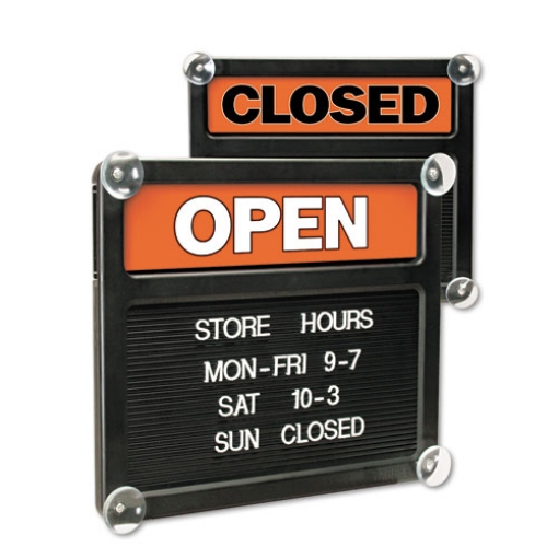 Picture of Double-Sided Open/Closed Sign w/Plastic Push Characters, 14.38 x 12.38