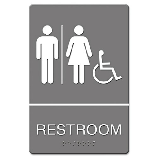 Picture of Ada Sign, Restroom/wheelchair Accessible Tactile Symbol, Molded Plastic, 6 X 9