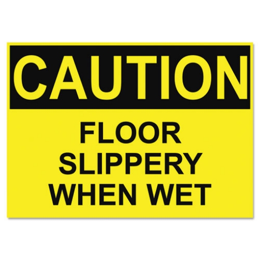 Picture of Osha Safety Signs, Caution Slippery When Wet, Yellow/black, 10 X 14