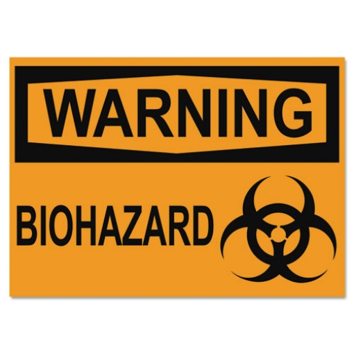 Picture of Osha Safety Signs, Warning Biohazard, Orange/black, 10 X 14