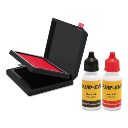 Picture of Two-Color Stamp Pad with Ink Refill, 4" x 2.38", Red/Black