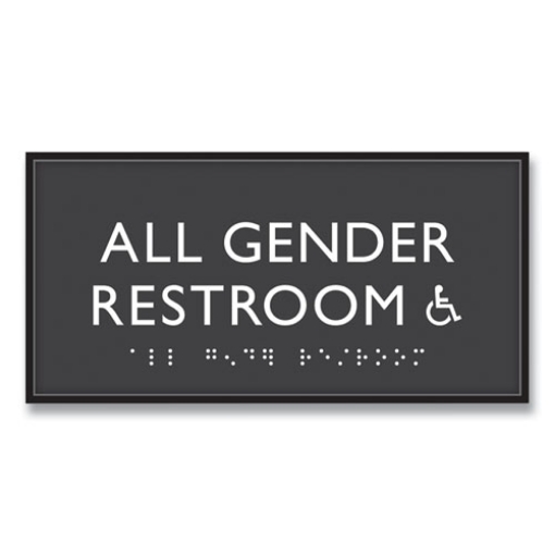 Picture of ADA Sign, All Gender Restroom Accessible, Plastic, 4 x 4, Clear/White