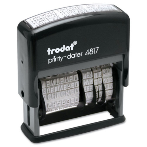 Picture of Printy Economy 12-Message Date Stamp, Self-Inking, 2" x 0.38", Black