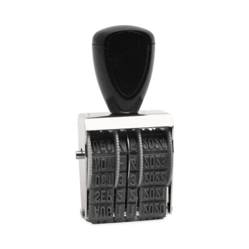 Picture of Rubber Date Stamp, Conventional, Type Size: 1 1/2, Impression Height: 0.16", Four Bands