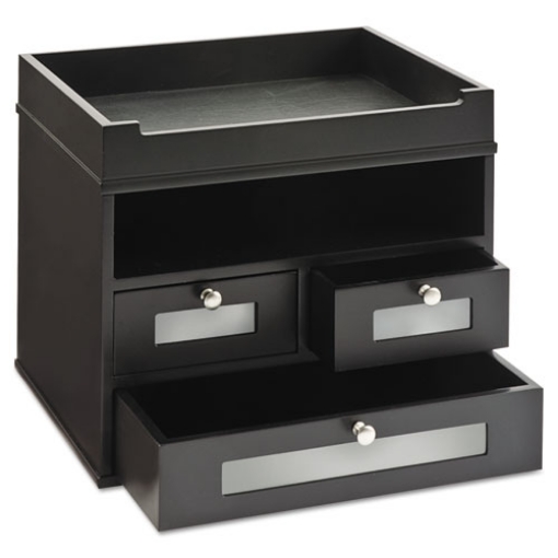 Picture of Midnight Black Collection Tidy Tower, 5 Compartments, 3 Drawers, 12.8 x 10.6 x 10.9, Black, Ships in 1-3 Business Days