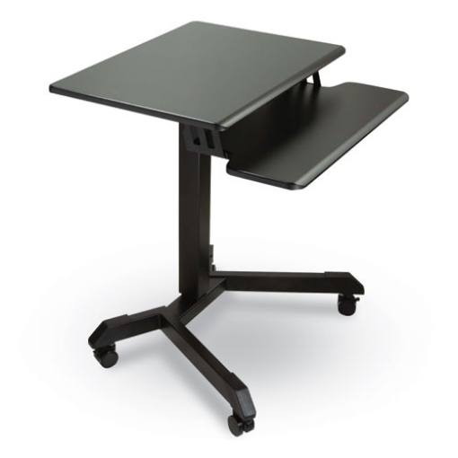 Picture of Mobile Height Adjustable Standing Desk with Keyboard Tray, 25.6 x 17.7 x 29 to 44, Black, Ships in 1-3 Business Days