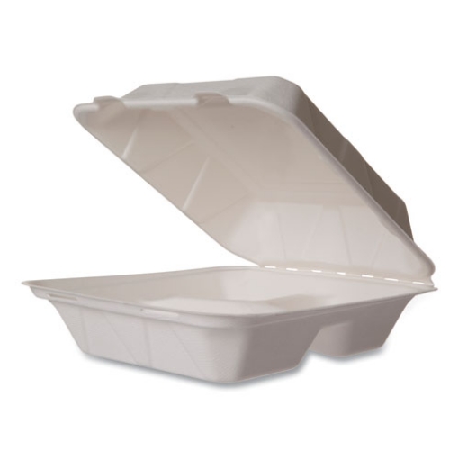 Picture of Nourish Molded Fiber Takeout Containers, 3-Compartment, 8 x 9 x 2, White, Sugarcane, 200/Carton