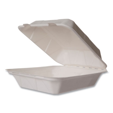 Picture of Nourish Molded Fiber Takeout Containers, 8 x 9 x 2, White, Sugarcane, 200/Carton