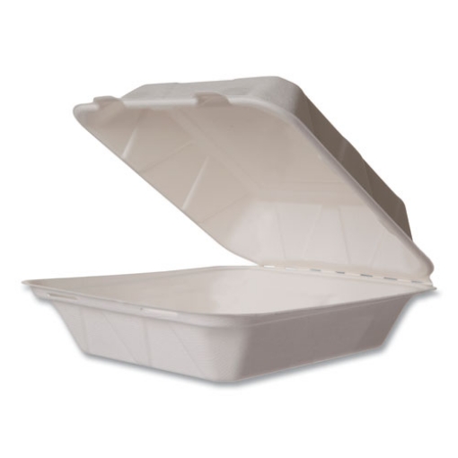 Picture of Nourish Molded Fiber Takeout Containers, 8 x 9 x 2, White, Sugarcane, 200/Carton