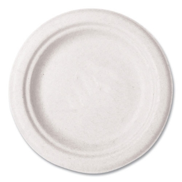 Picture of Molded Fiber Tableware, Plate, 6" Diameter, White, 1,000/Carton