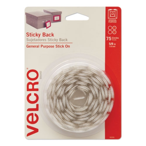 Picture of Sticky-Back Fasteners, Removable Adhesive, 0.63" Dia, White, 75/pack