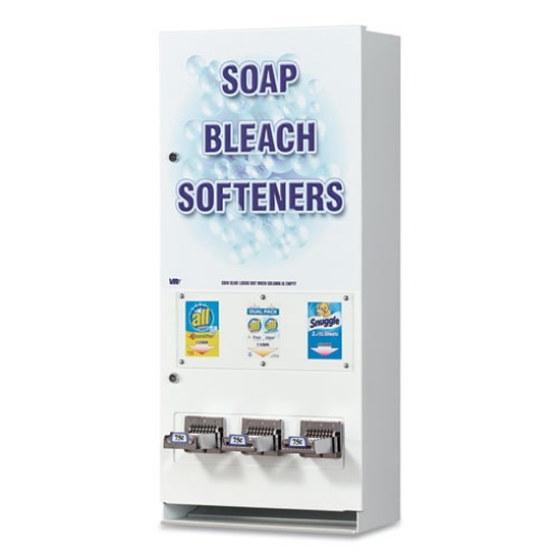 Picture of Coin-Operated Soap Vender, 3-Column, 16.25 X 9.5 X 37.75, White/blue