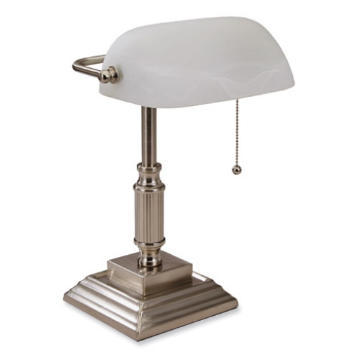 Picture of LED Bankers Lamp with Frosted Shade, 14.75" High, Brushed Nickel, Ships in 4-6 Business Days