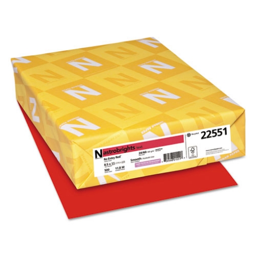 Picture of Color Paper, 24 lb Bond Weight, 8.5 x 11, Re-Entry Red, 500 Sheets/Ream