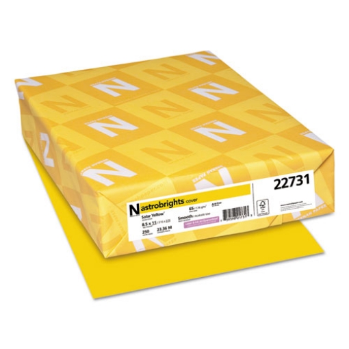 Picture of Color Cardstock, 65 lb Cover Weight, 8.5 x 11, Solar Yellow, 250/Pack