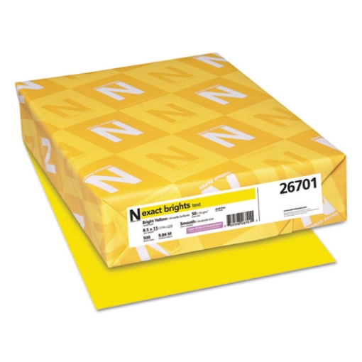 Picture of Exact Brights Paper, 20 lb Bond Weight, 8.5 x 11, Bright Yellow, 500/Ream