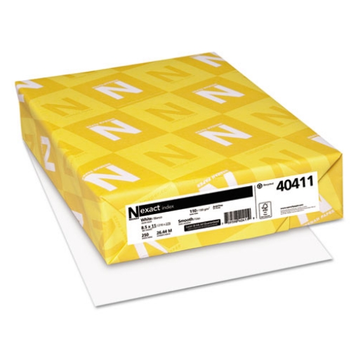 Picture of Exact Index Card Stock, 94 Bright, 110 lb Index Weight, 8.5 x 11, White, 250/Pack