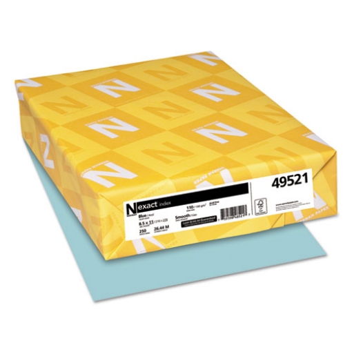 Picture of Exact Index Card Stock, 110 lb Index Weight, 8.5 x 11, Blue, 250/Pack