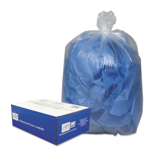 Picture of linear low-density can liners, 10 gal, 0.6 mil, 24" x 23", clear, 25 bags/roll, 20 rolls/carton