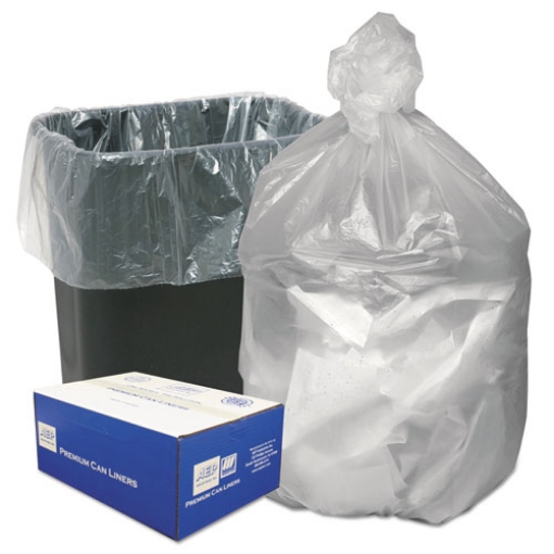 Picture of Can Liners, 10 gal, 8 mic, 24" x 24", Natural, 50 Bags/Roll, 20 Rolls/Carton