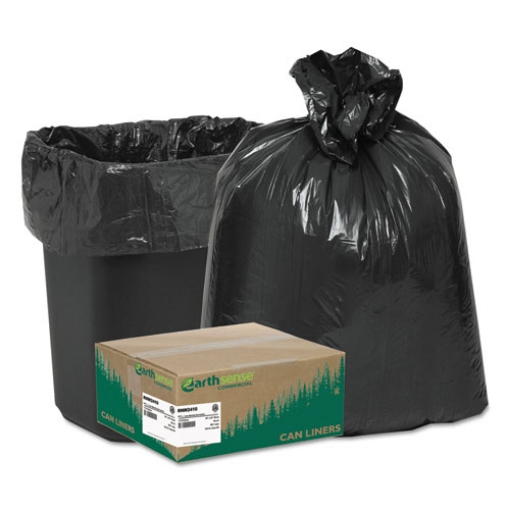 Picture of Linear Low Density Recycled Can Liners, 10 gal, 0.85 mil, 24" x 23", Black, 25 Bags/Roll, 20 Rolls/Carton