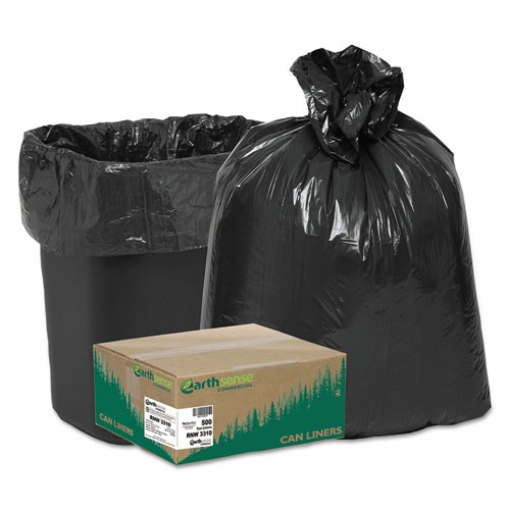 Picture of Linear Low Density Recycled Can Liners, 16 gal, 0.85 mil, 24" x 33", Black, 25 Bags/Roll, 20 Rolls/Carton