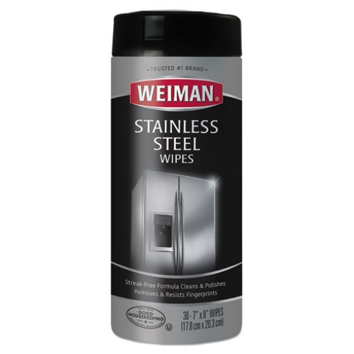 Picture of Stainless Steel Wipes, 1-Ply, 7 x 8, White, 30/Canister