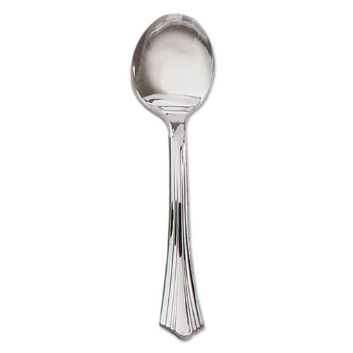 Picture of Heavyweight Plastic Soup Spoons, Silver, 5-3/4 In., Reflections Design, 600/case