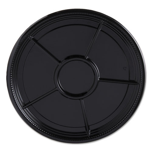 Picture of Caterline Casuals Thermoformed Platters, 6-Compartment, 12" Diameter, Black, Plastic, 25/Carton