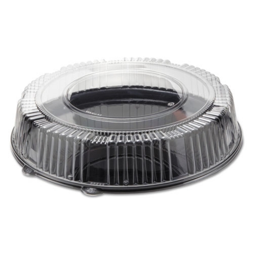 Picture of Round Catering Tray with Dome Lid, 16" Diameter, Black/Clear, Plastic, 25/Carton