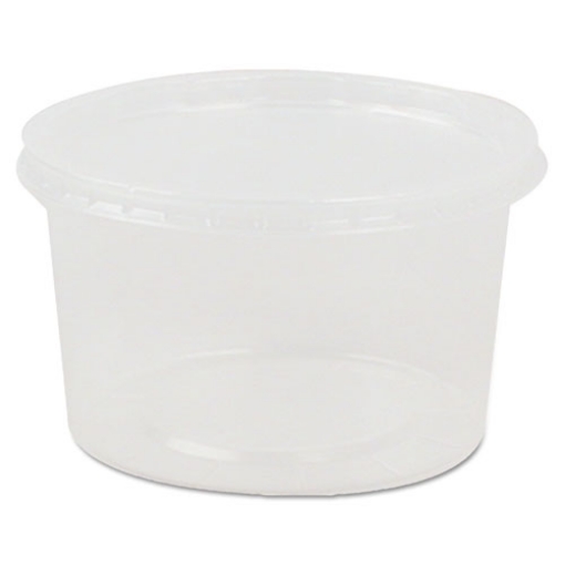 Picture of Deli Containers and Lids, 8 oz, 4.56" Diameter x 1.09"h, Clear, Plastic, 250/Carton