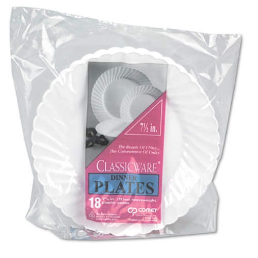 Picture of Classicware Plates, Plastic, 7.5" Dia, White, 180/carton