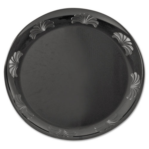 Picture of Designerware Plastic Plates, 7.5" Dia, Black, 10/pack, 18 Packs/carton