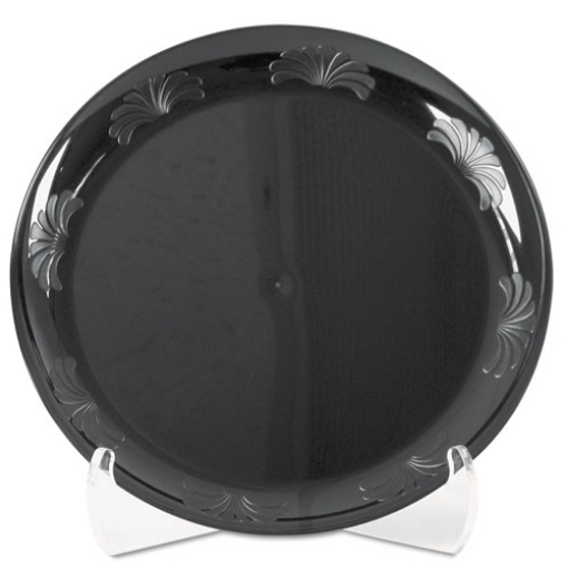 Picture of Designerware Plastic Plates, 9" Dia, Black, 10/pack, 18 Packs/carton