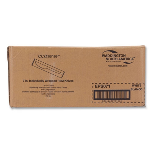 Picture of EcoSense Renewable Plant Starch Cutlery, Individually Wrapped, Knife, 7", 750/Carton