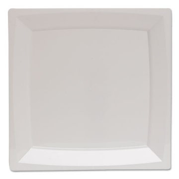 Picture of Milan Plastic Dinnerware, Plate, 6.75" Sq, White, 12/bag, 14 Bag/carton