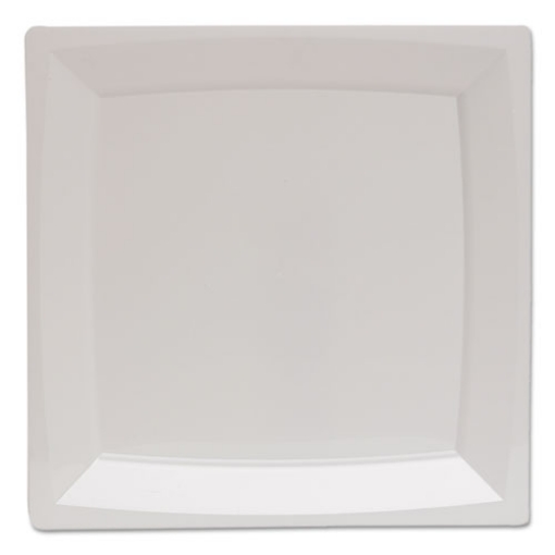 Picture of Milan Plastic Dinnerware, Plate, 6.75" Sq, White, 12/bag, 14 Bag/carton