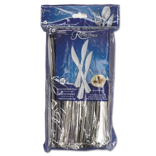 Picture of Reflections Heavyweight Plastic Utensils, Knife, Silver, 7 1/2", 40/pack