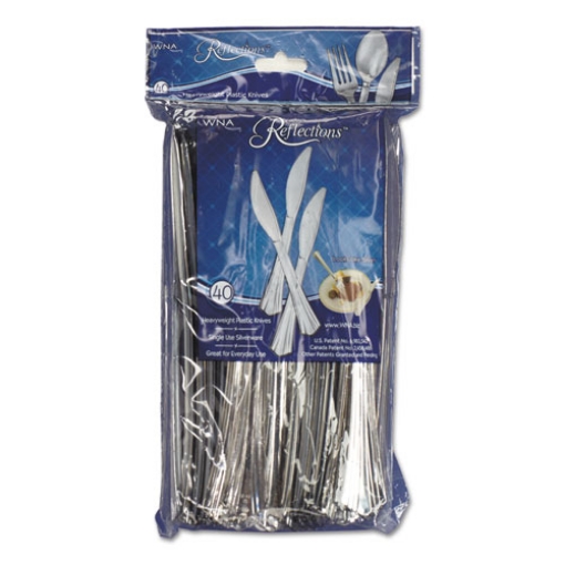 Picture of Reflections Heavyweight Plastic Utensils, Knife, Silver, 7 1/2", 40/pack