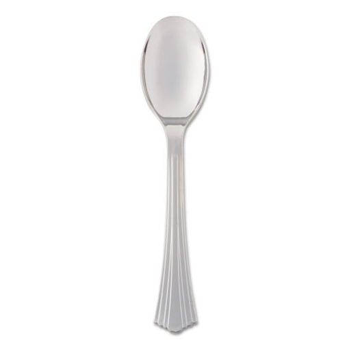 Picture of Heavyweight Plastic Serving Spoons, Silver, 10", Reflections, 60/carton