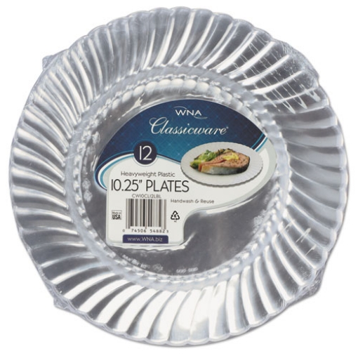 Picture of Classicware Plastic Dinnerware Plates, 10.25" Dia, Clear, 12/pack